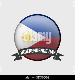 Philippines Round Independence Day Badge, vector editable design, can be used for business or presentation design. Stock Vector