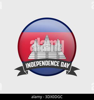 Cambodia Round Independence Day Badge, vector editable design, can be used for business or presentation design. Stock Vector