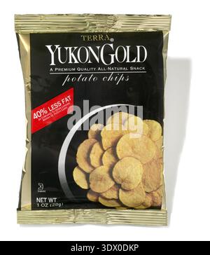 bag of potato chips on white background Stock Photo
