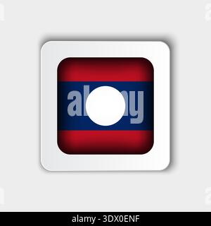 Laos Flag Button Flat Design, vector editable design, can be used for business or presentation design. Stock Vector