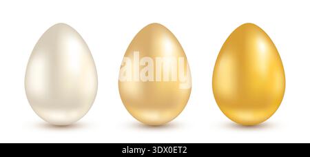 A set of realistic Easter eggs on a white background. Stock Vector