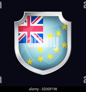 Tuvalu Silver Shield Flag Icon, vector editable design, can be used for business or presentation design. Stock Vector