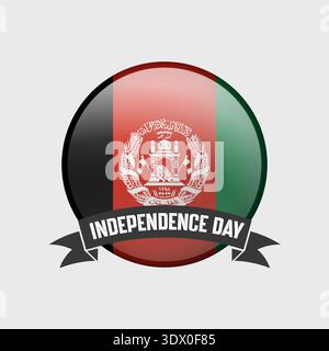 Afghanistan Round Independence Day Badge, vector editable design, can be used for business or presentation design. Stock Vector