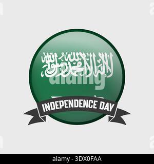 Saudi Arabia Round Independence Day Badge, vector editable design, can be used for business or presentation design. Stock Vector