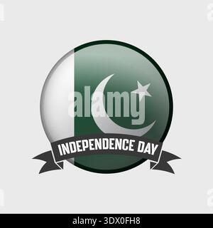 Pakistan Round Independence Day Badge, vector editable design, can be used for business or presentation design. Stock Vector