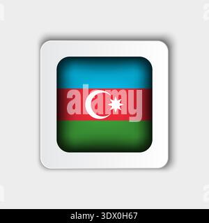 Azerbaijan Flag Button Flat Design, vector editable design, can be used for business or presentation design. Stock Vector