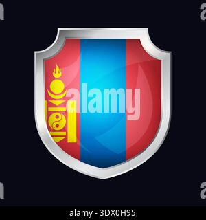 Mongolia Silver Shield Flag Icon, vector editable design, can be used for business or presentation design. Stock Vector