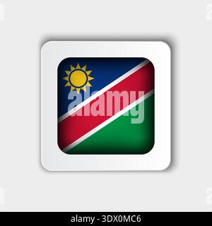 Namibia Flag Button Flat Design, vector editable design, can be used for business or presentation design. Stock Vector