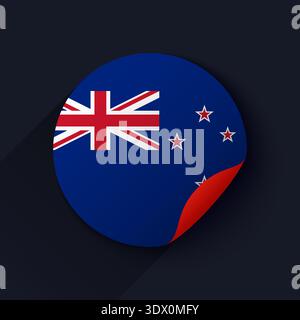 New Zealand Flag Sticker Vector Illustration, vector editable design, can be used for business or presentation design. Stock Vector