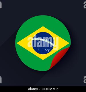 Brazil Flag Sticker Vector Illustration, vector editable design, can be used for business or presentation design. Stock Vector