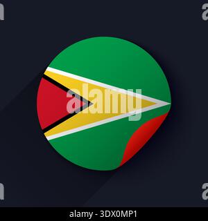 Guyana Flag Sticker Vector Illustration, vector editable design, can be used for business or presentation design. Stock Vector