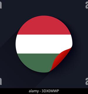 Hungary Flag Sticker Vector Illustration, vector editable design, can be used for business or presentation design. Stock Vector