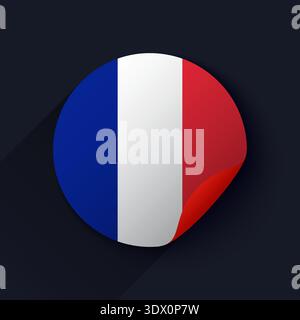 France Flag Sticker Vector Illustration, vector editable design, can be used for business or presentation design. Stock Vector
