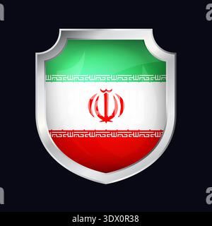 Iran Silver Shield Flag Icon, vector editable design, can be used for business or presentation design. Stock Vector