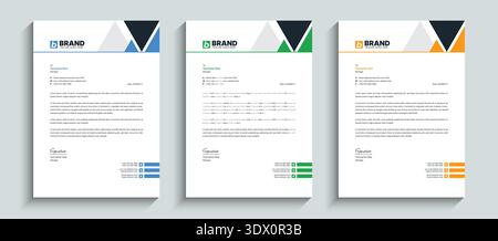 Abstract shapes business letterhead design template. Multipurpose design for letterhead, stationery, identity, document, branding, layout design. Stock Vector