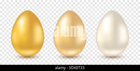 A set of realistic Easter eggs on a transparent background. Stock Vector