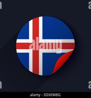 Iceland Flag Sticker Vector Illustration, vector editable design, can be used for business or presentation design. Stock Vector