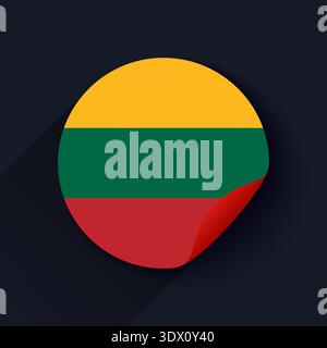 Lithuania Flag Sticker Vector Illustration, vector editable design, can be used for business or presentation design. Stock Vector