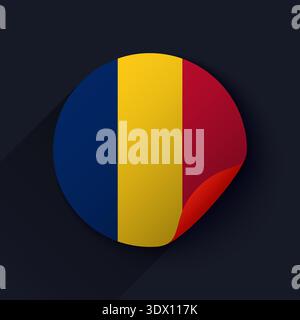 Romania Flag Sticker Vector Illustration, vector editable design, can be used for business or presentation design. Stock Vector