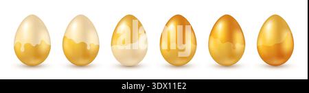 A set of realistic Easter eggs on a white background. Stock Vector