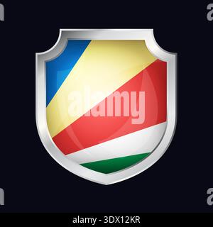 Seychelles Silver Shield Flag Icon, vector editable design, can be used for business or presentation design. Stock Vector