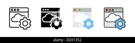 Browser API icon set, outlined editable stroke, flat glyph, and colored. Icon design related to internet and website. Stock Photo