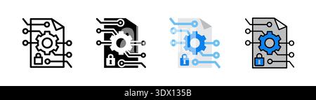 Set of Smart Contract concept icon, related to blockchain technology, web 3.0. Icon in 4 styles, outline editable stroke, flat glyph, color, and combi Stock Photo