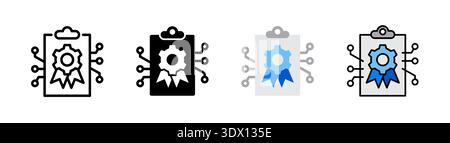 Smart Contract icon design concept, related to blockchain technology, web 3.0. Icon in 4 styles, outline editable stroke, flat glyph, color, and combi Stock Photo