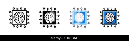 A chip with circuit pattern and a small brain indicating cognitive functionality. Ideal for neural processing, smart systems, and AI applications. Stock Photo