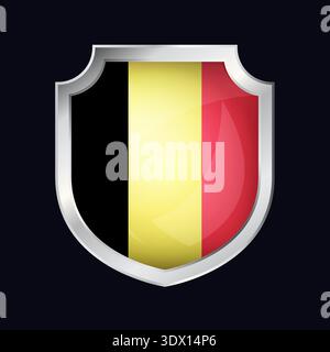 Belgium Silver Shield Flag Icon, vector editable design, can be used for business or presentation design. Stock Vector