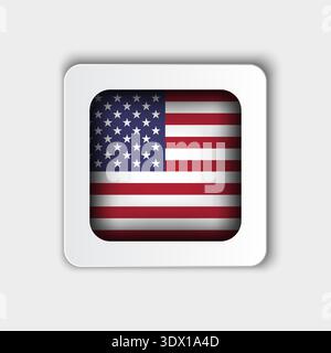 Usa Flag Button Flat Design, vector editable design, can be used for business or presentation design. Stock Vector