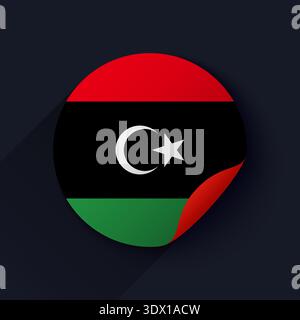 Libya Flag Sticker Vector Illustration, vector editable design, can be used for business or presentation design. Stock Vector
