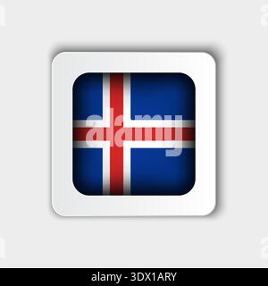 Iceland Flag Button Flat Design, vector editable design, can be used for business or presentation design. Stock Vector