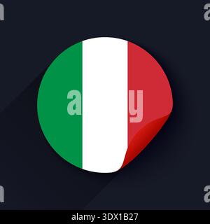 Italy Flag Sticker Vector Illustration, vector editable design, can be used for business or presentation design. Stock Vector