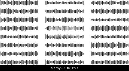 Podcast waveform icon with audio frequency lines and soundwave pattern. Stock Vector