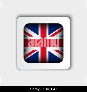 United Kingdom Flag Button Flat Design, vector editable design, can be used for business or presentation design. Stock Vector