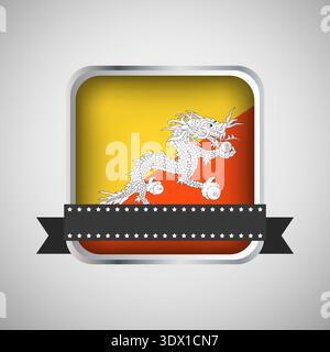 Vector Round Banner With Bhutan Flag, vector editable design, can be used for business or presentation design. Stock Vector
