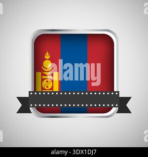 Vector Round Banner With Mongolia Flag, vector editable design, can be used for business or presentation design. Stock Vector