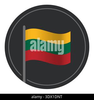 Abstract Lithuania Flag Flat Icon In Circle Isolated On White Background, vector editable design, can be used for business or presentation design. Stock Vector