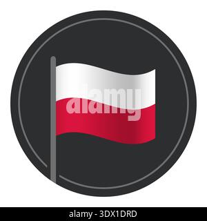 Abstract Poland Flag Flat Icon In Circle Isolated On White Background, vector editable design, can be used for business or presentation design. Stock Vector