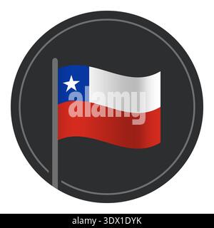 Abstract Chile Flag Flat Icon In Circle Isolated On White Background, vector editable design, can be used for business or presentation design. Stock Vector