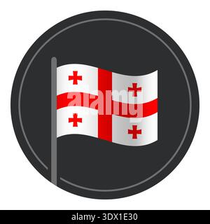 Abstract Georgia Flag Flat Icon In Circle Isolated On White Background, vector editable design, can be used for business or presentation design. Stock Vector
