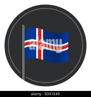 Abstract Iceland Flag Flat Icon In Circle Isolated On White Background, vector editable design, can be used for business or presentation design. Stock Vector
