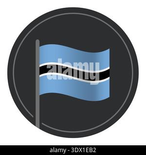 Abstract Botswana Flag Flat Icon In Circle Isolated On White Background, vector editable design, can be used for business or presentation design. Stock Vector