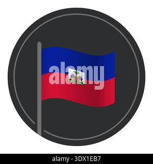 Abstract Haiti Flag Flat Icon In Circle Isolated On White Background, vector editable design, can be used for business or presentation design. Stock Vector