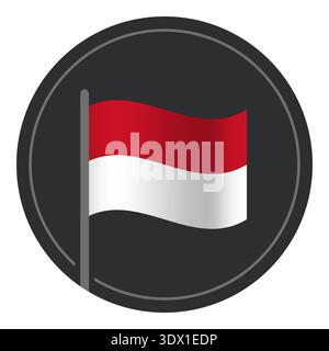 Abstract Indonesia Flag Flat Icon In Circle Isolated On White Background, vector editable design, can be used for business or presentation design. Stock Vector