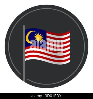 Abstract Malaysia Flag Flat Icon In Circle Isolated On White Background, vector editable design, can be used for business or presentation design. Stock Vector