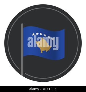 Abstract Kosovo Flag Flat Icon In Circle Isolated On White Background, vector editable design, can be used for business or presentation design. Stock Vector