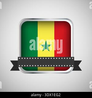 Vector Round Banner With Senegal Flag, vector editable design, can be used for business or presentation design. Stock Vector