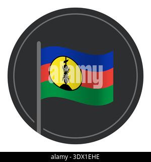 Abstract New Caledonia Flag Flat Icon In Circle Isolated On White Background, vector editable design, can be used for business or presentation design. Stock Vector
